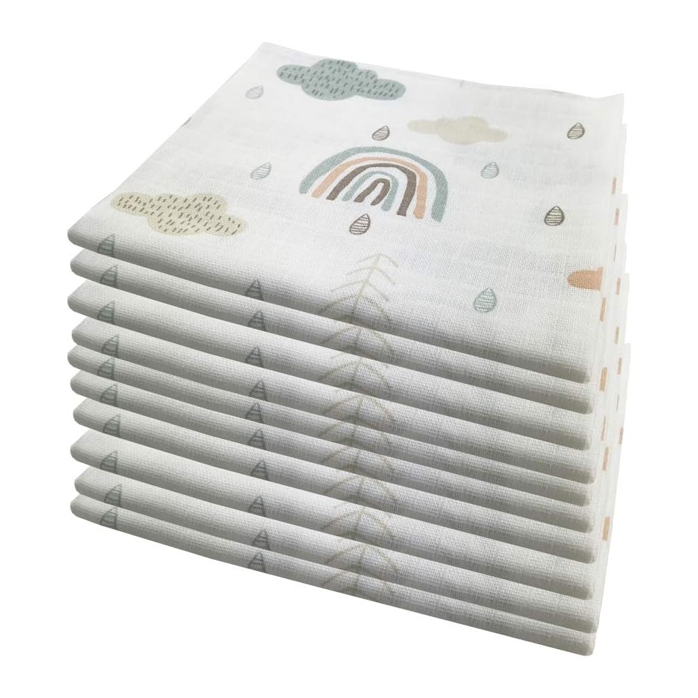 Mulltuch / Spucktücher Set, 10 Stück, ÖKO-TEX, 70x80 cm, Regenbogen