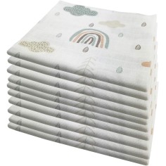 Mulltuch / Spucktücher Set, 10 Stück, ÖKO-TEX, 70x80 cm, Regenbogen