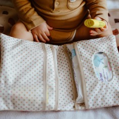 copy of Windeltasche/ Kulturbeutel aus Musselin Baumwolle, Sand