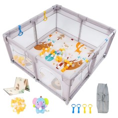 Akeraque Laufgitter/ Laufstall + Spielmatte + Spielzeug, 127 x 127 cm