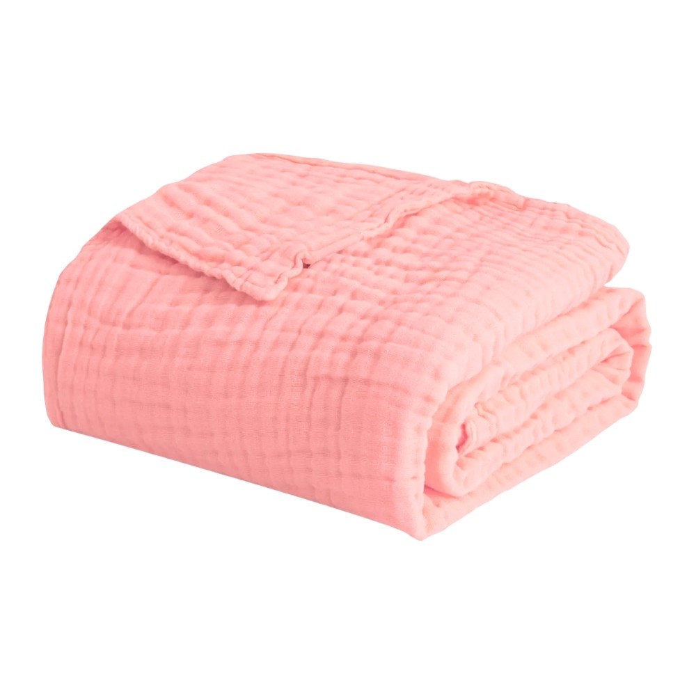 6-lagige Musselin Decke, 180x140 cm - Bubblegum