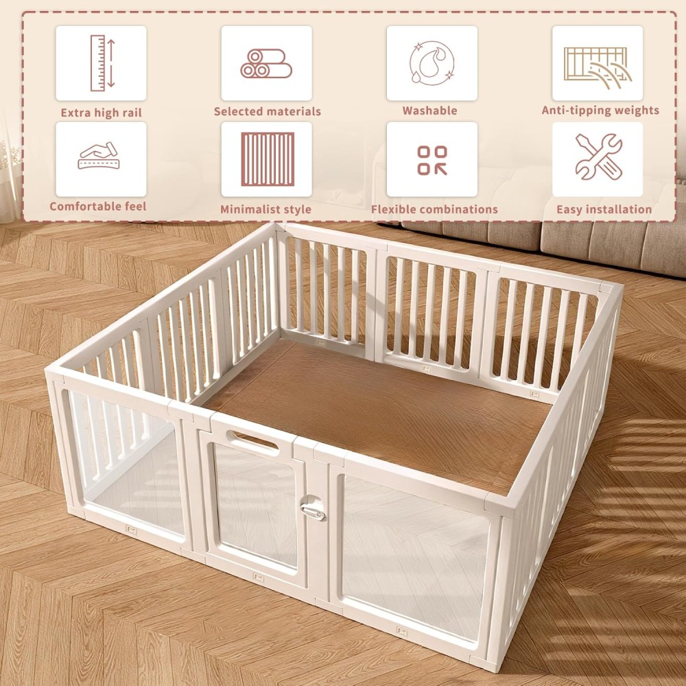 Transparenter Baby-Laufstall aus Acryl, 150 x 150 cm