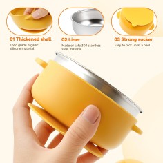 4er Set Silikon-Kinderschalen mit Edelstahl-Einsatz, multi