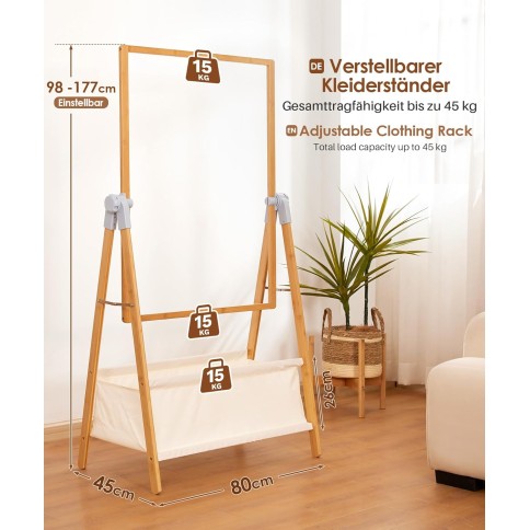 verstellbarer Kleiderständer mit Ablagefläche