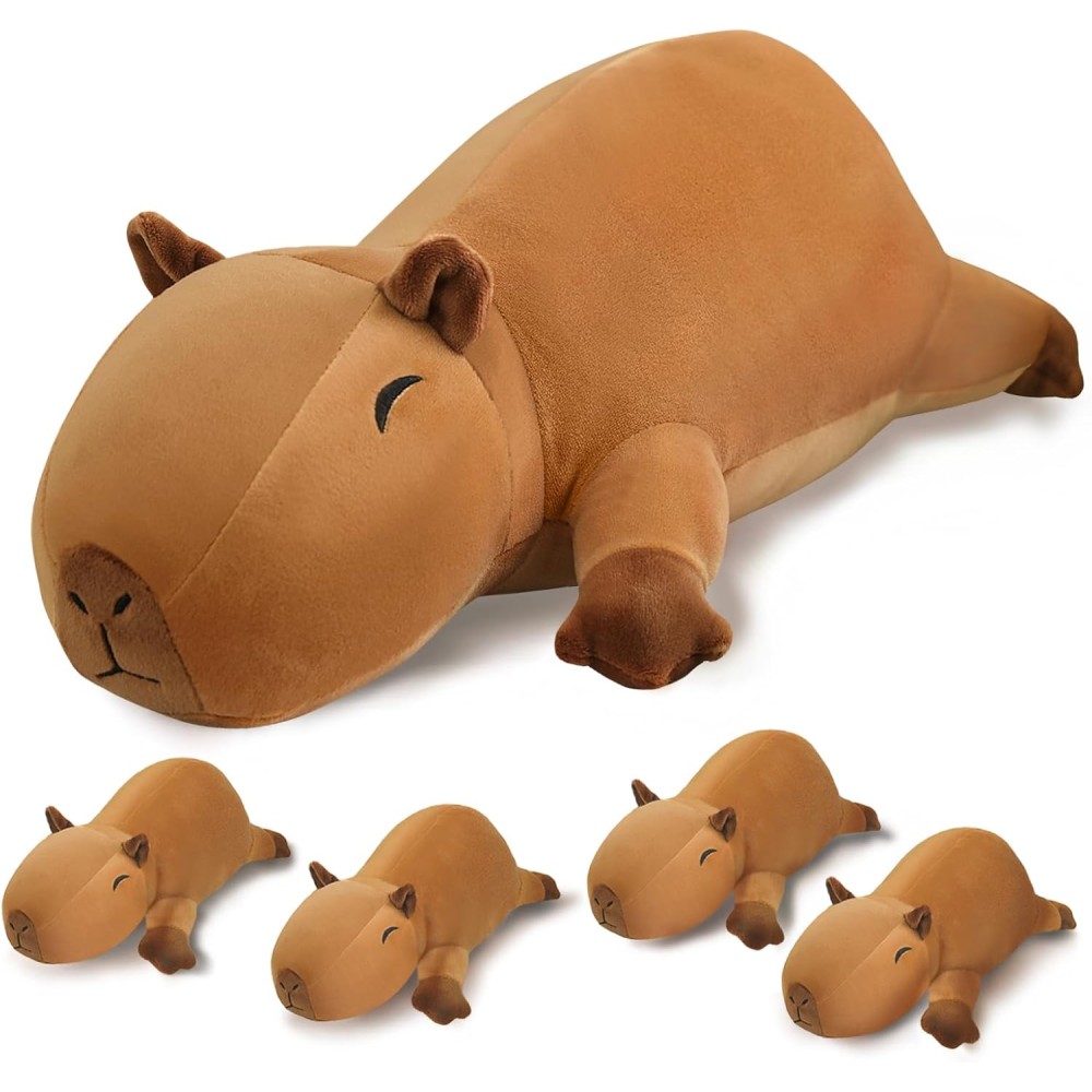 Plüschtier Kapibara / Squishmallow Capybara mit 4 Baby-Capybaras im Bauch