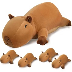 Plüschtier Kapibara / Squishmallow Capybara mit 4 Baby-Capybaras im Bauch