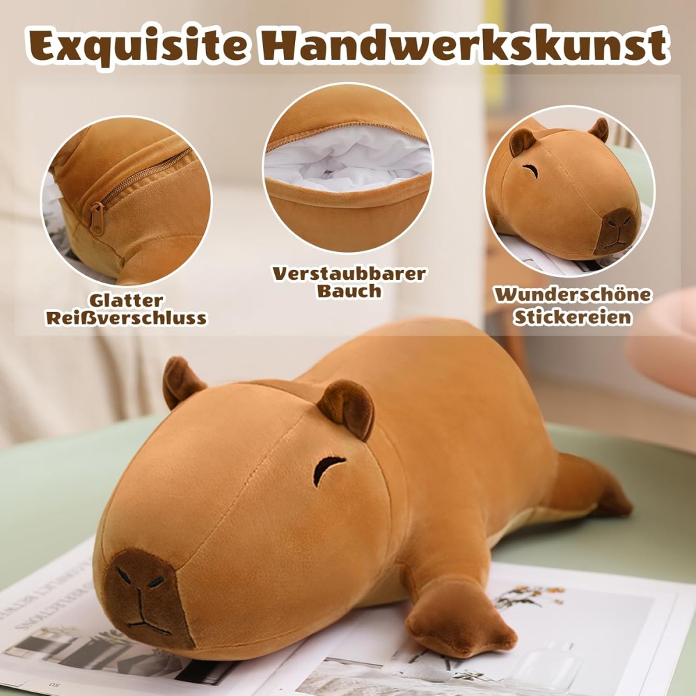 Plüschtier Kapibara / Squishmallow Capybara mit 4 Baby-Capybaras im Bauch