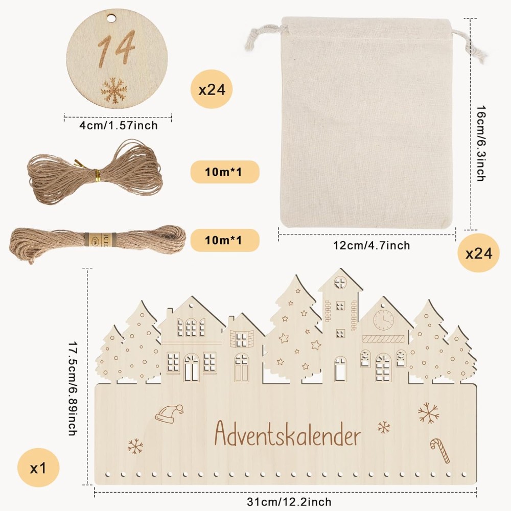 copy of Adventskalender DYI mit Jutetaschen zum Aufhängen