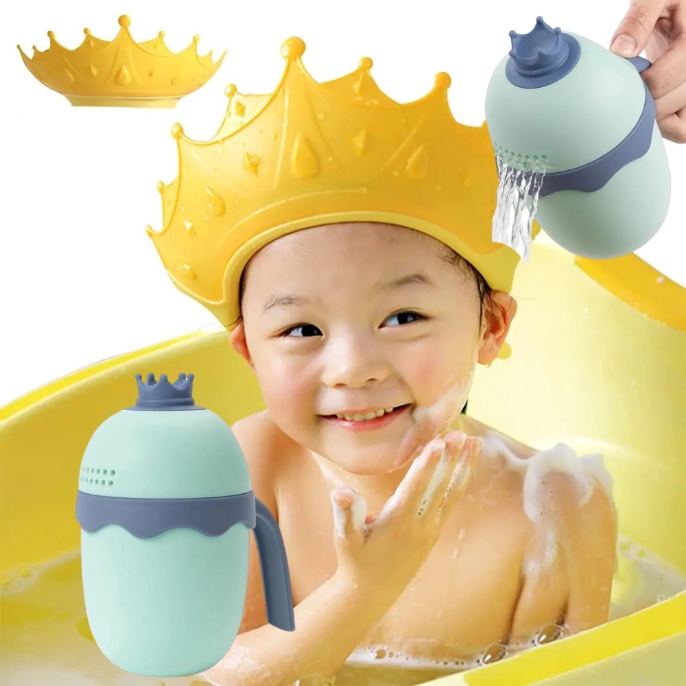 Shampoo-Schutz/ Duschhaube Kinder mit Haarwaschbecher, gelb