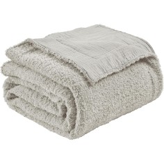 Kuscheldecke aus Baumwoll-Musselin & Fleece, Grau