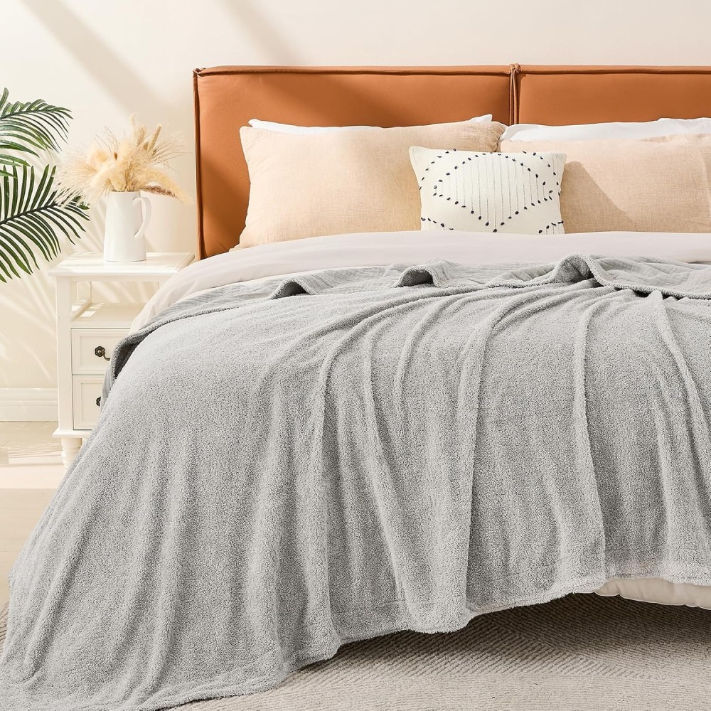 Kuscheldecke aus Baumwoll-Musselin & Fleece, Grau