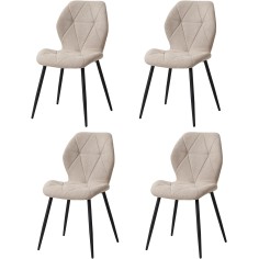 4er-Set Esszimmerstühle mit Stoffpolsterung und Metallbeinen, Soft Almond