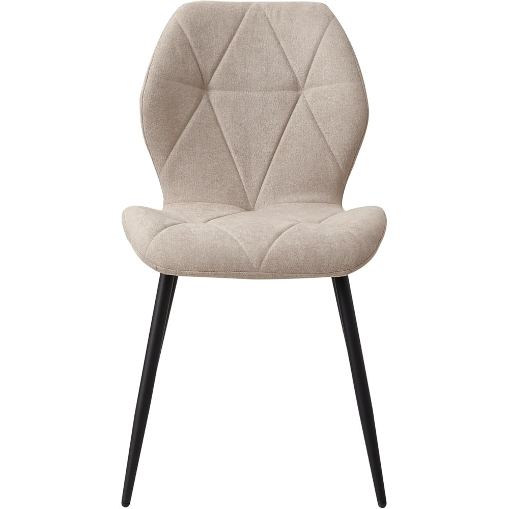 4er-Set Esszimmerstühle mit Stoffpolsterung und Metallbeinen, Soft Almond