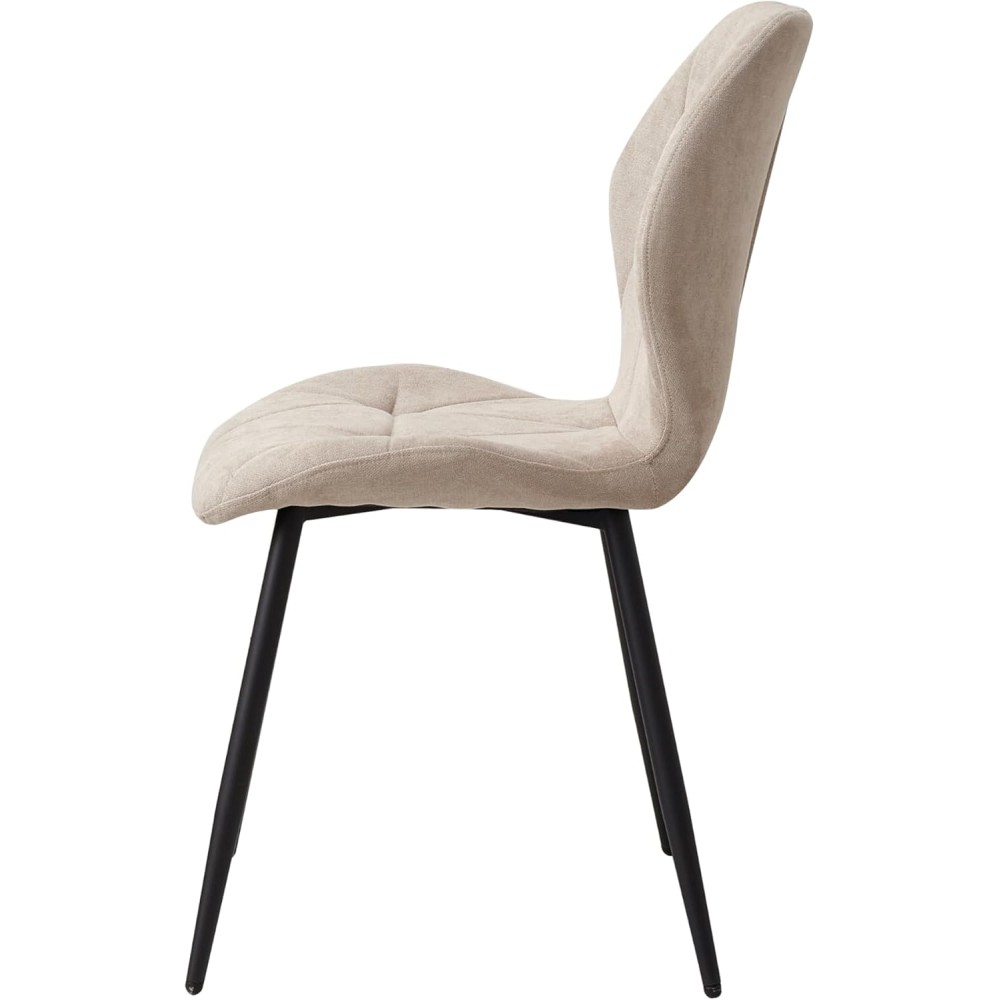 4er-Set Esszimmerstühle mit Stoffpolsterung und Metallbeinen, Soft Almond