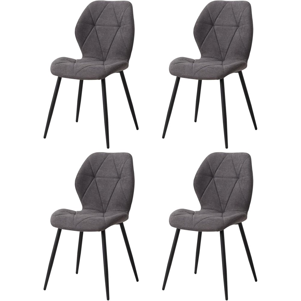 4er-Set Esszimmerstühle mit Stoffpolsterung und Metallbeinen, Grau