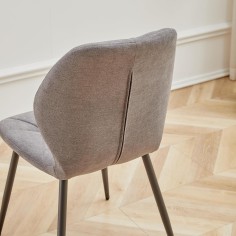 4er-Set Esszimmerstühle mit Stoffpolsterung und Metallbeinen, Grau