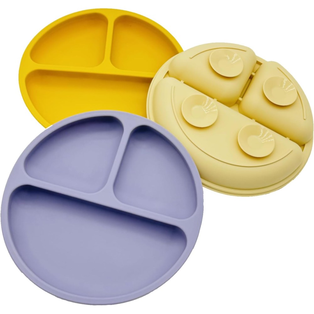 Silikon Teller mit Saugknöpfen, 3-er Set