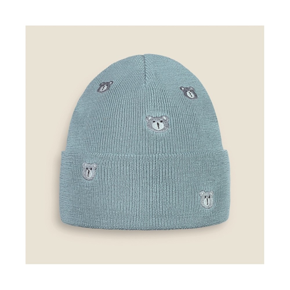 Chapeau d'hiver petit ours 100% laine mérinos