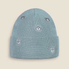 Wintermütze kleiner Bär 100% Merinowolle