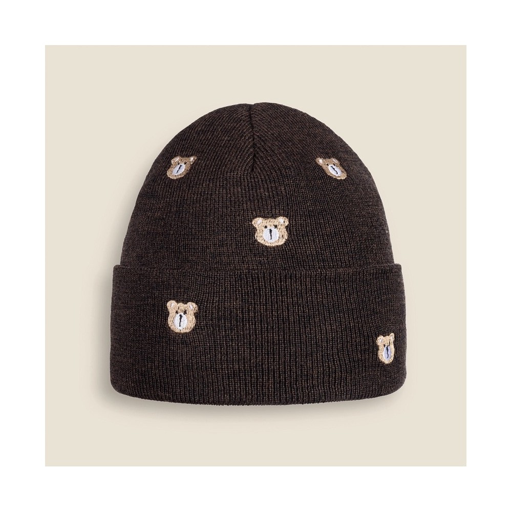 Chapeau d'hiver petit ours 100% laine mérinos
