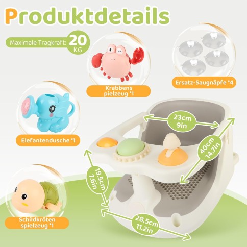 Siège de bain bébé avec jouets
