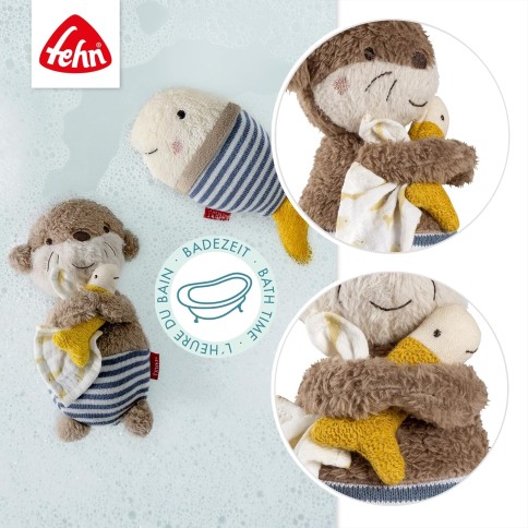 Fehn Badetier Otter – Schwimmendes Stoff-Badewannenspielzeug