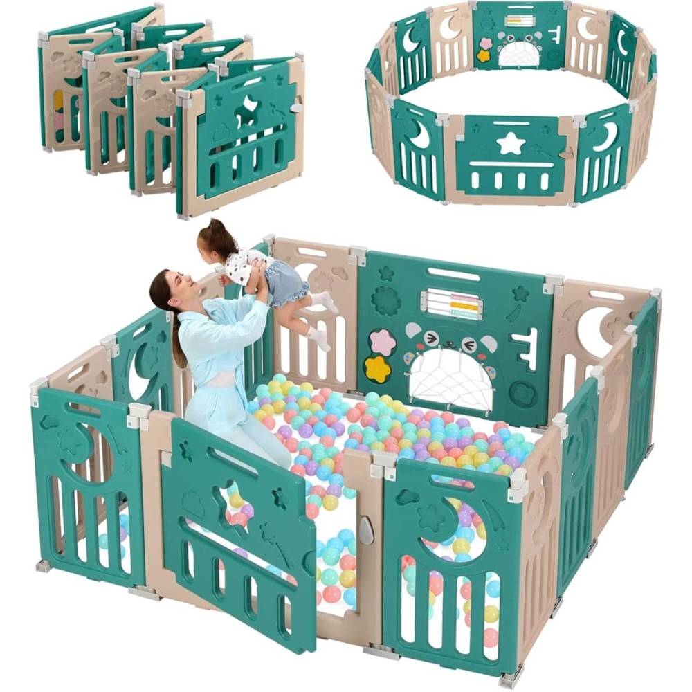 klappbares Laufgitter/ Laufstall & Spielplatz, Forest Green, 125 x 185 cm