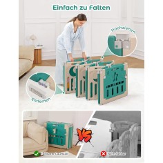 klappbares Laufgitter/ Laufstall & Spielplatz, Forest Green, 125 x 185 cm