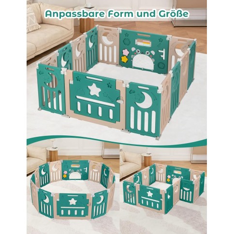 klappbares Laufgitter/ Laufstall & Spielplatz, Forest Green, 125 x 185 cm