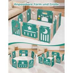 klappbares Laufgitter/ Laufstall & Spielplatz, Forest Green, 125 x 185 cm