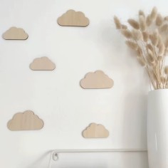 Stickers muraux en bois 3D Déco Nuages