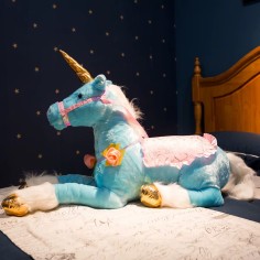 Grosses Einhorn-Plüschtier (100 cm), blau