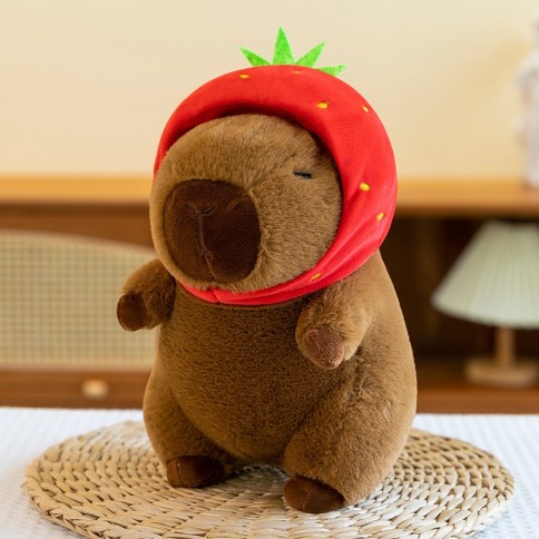 Doudou peluche kapibara fraise