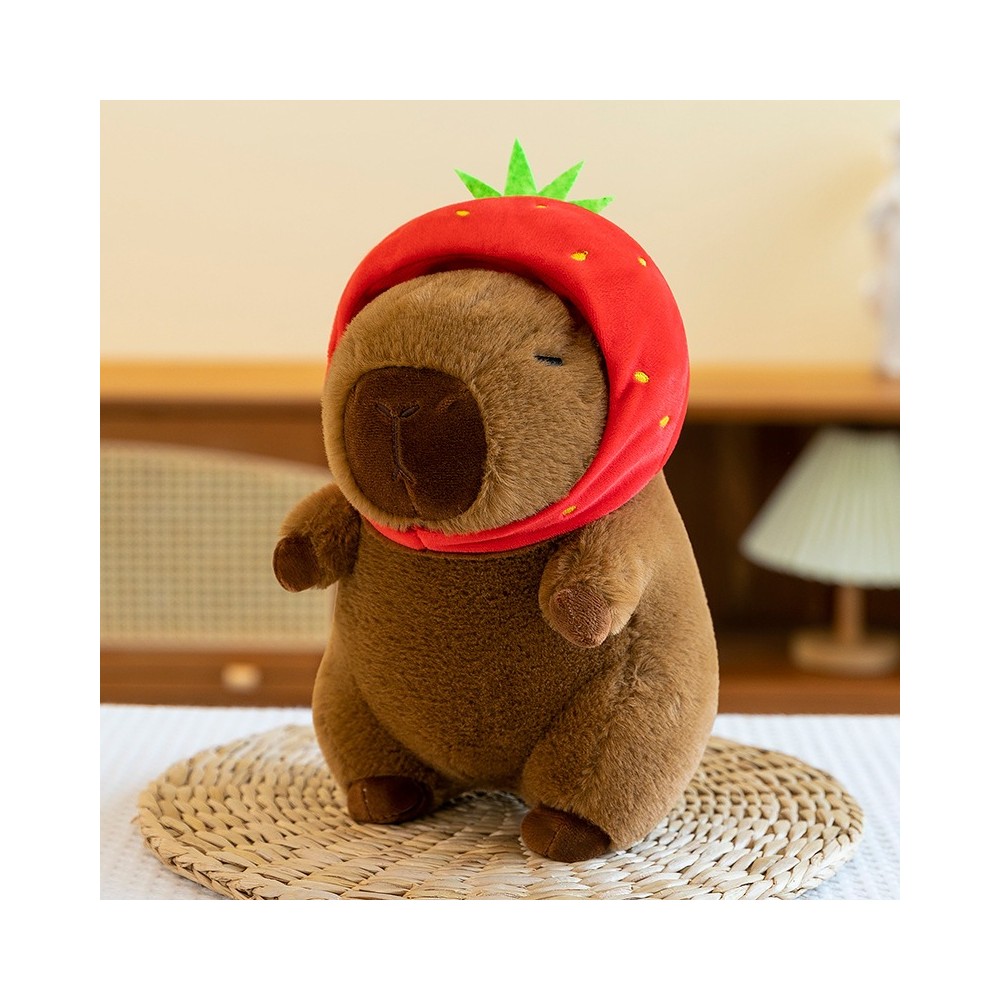 Doudou peluche kapibara fraise