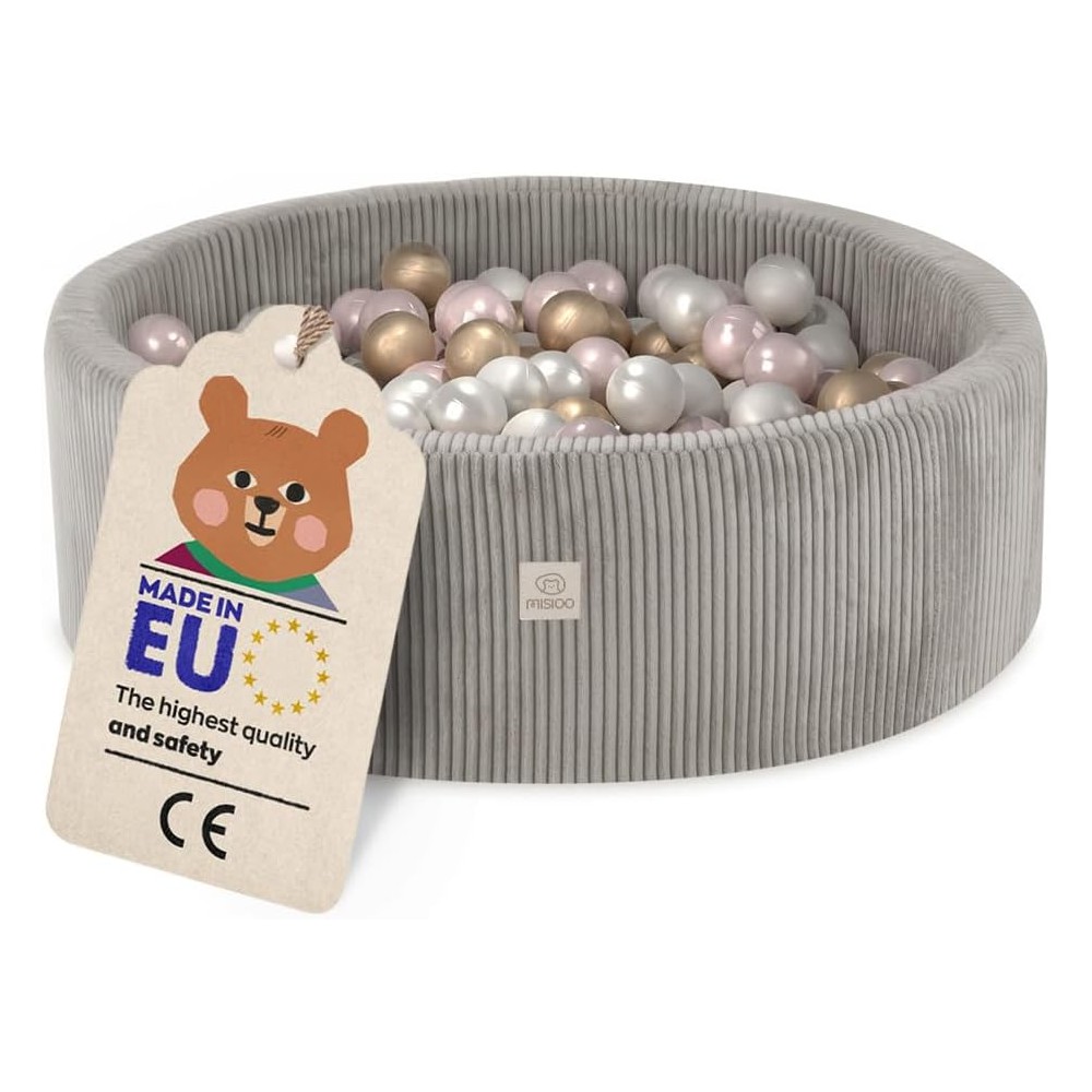 copie de Misioo Bightenbad 90 x 30 cm avec 200 boules, perles de velours gris / bleu / or