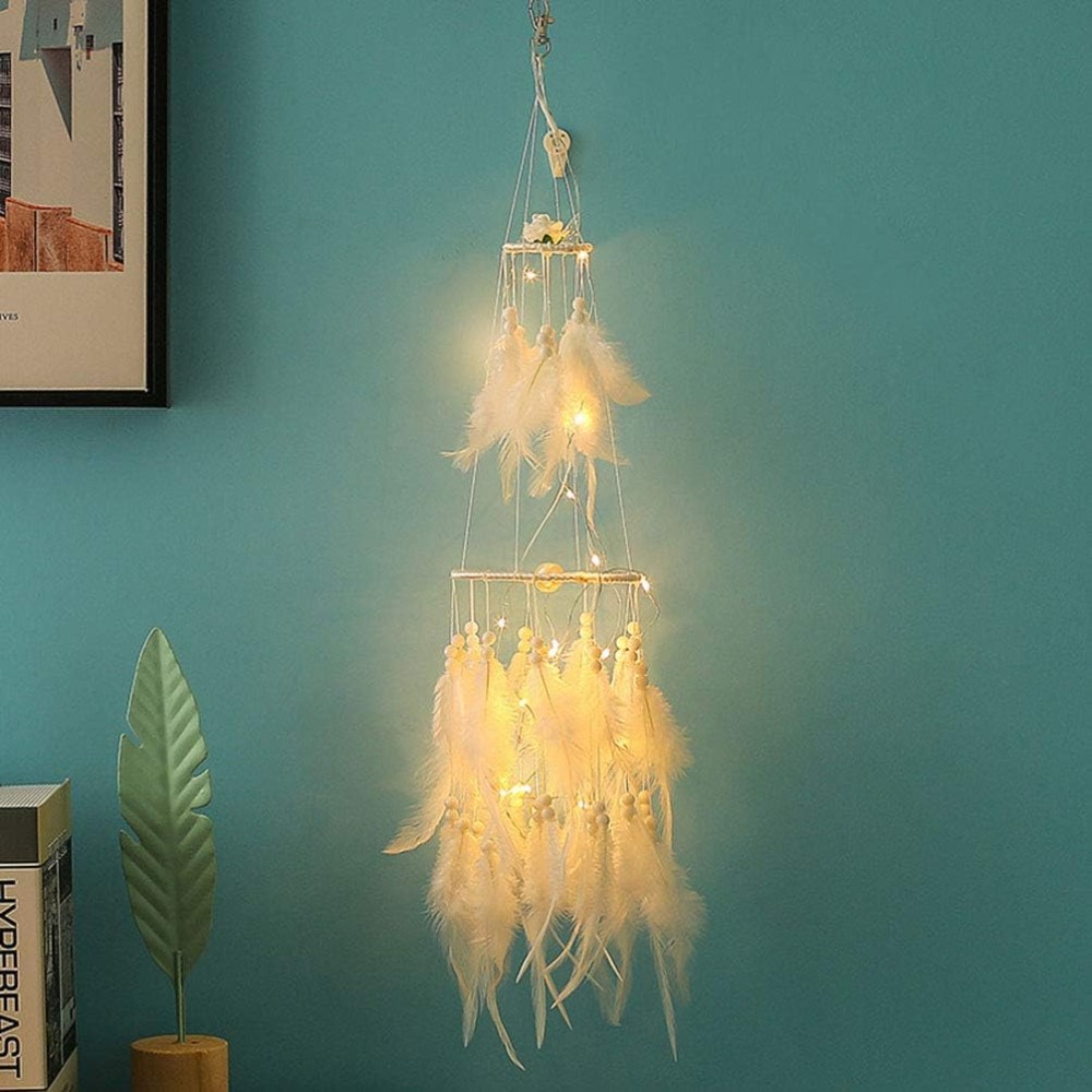 Traumfänger-Dekoration mit warmem LED-Lichterkette zum Aufhängen