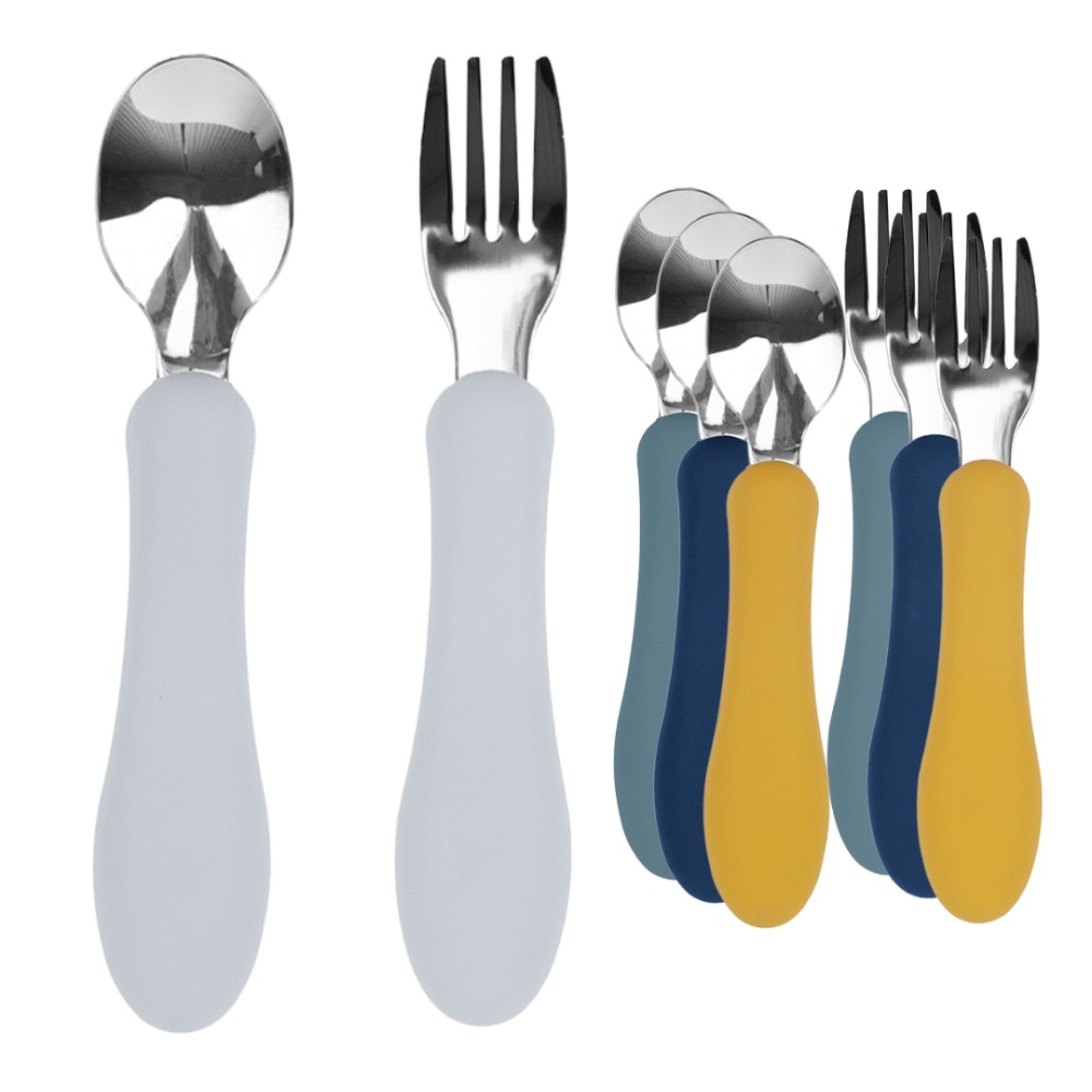 Edelstahl Babybesteck mit Silikongriffen (4er Set)