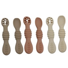 cuillère de bébé en silicone - 6 pièces de cuillères d'apprentissage doux