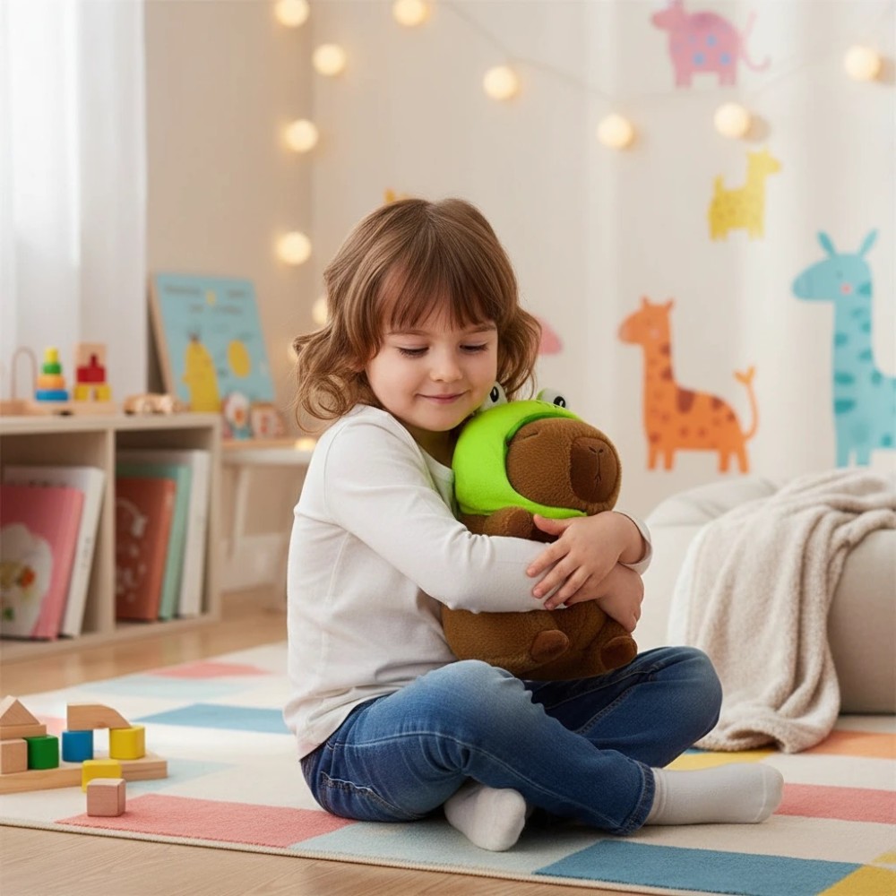 Doudou peluche Kapibara Grenouille