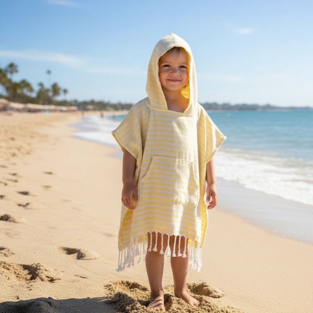 Poncho à rayures pour enfants avec péage