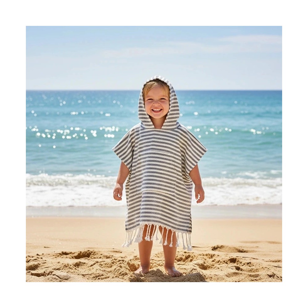 Poncho à rayures pour enfants avec péage