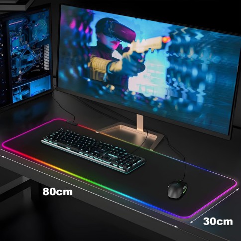 Tapis de bureau avec éclairage LED RGB