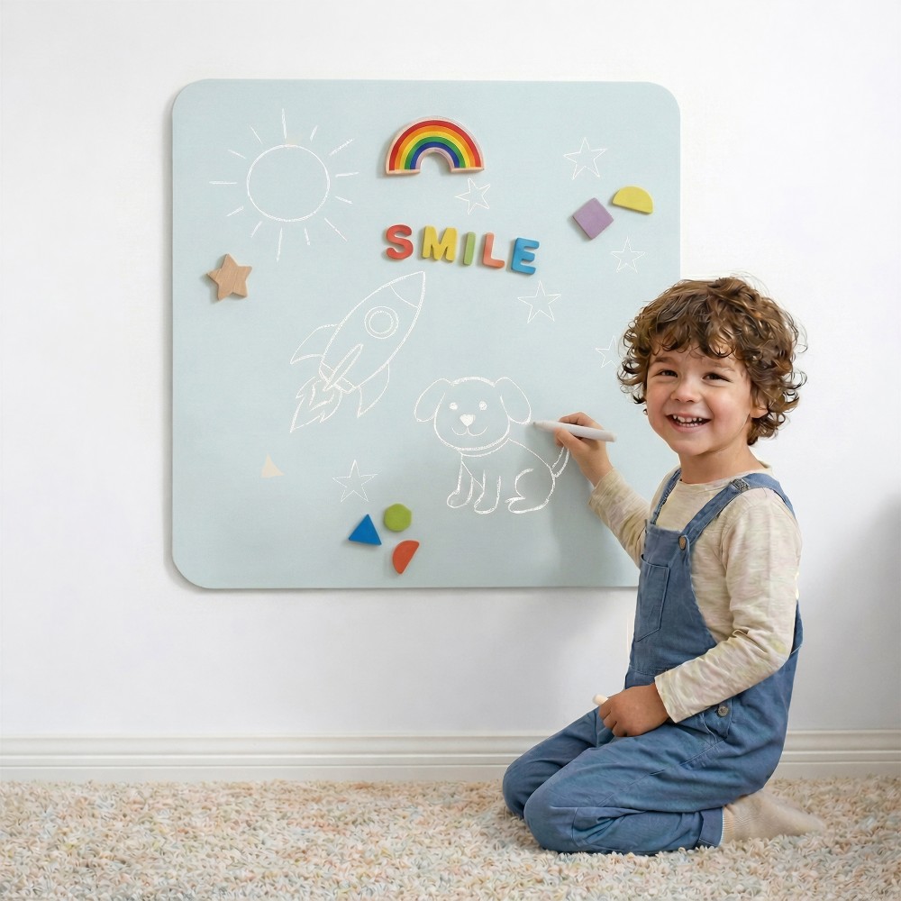 mur magnétique auto-adhésif (y compris des crayons à craie et une serviette d'essuyage)