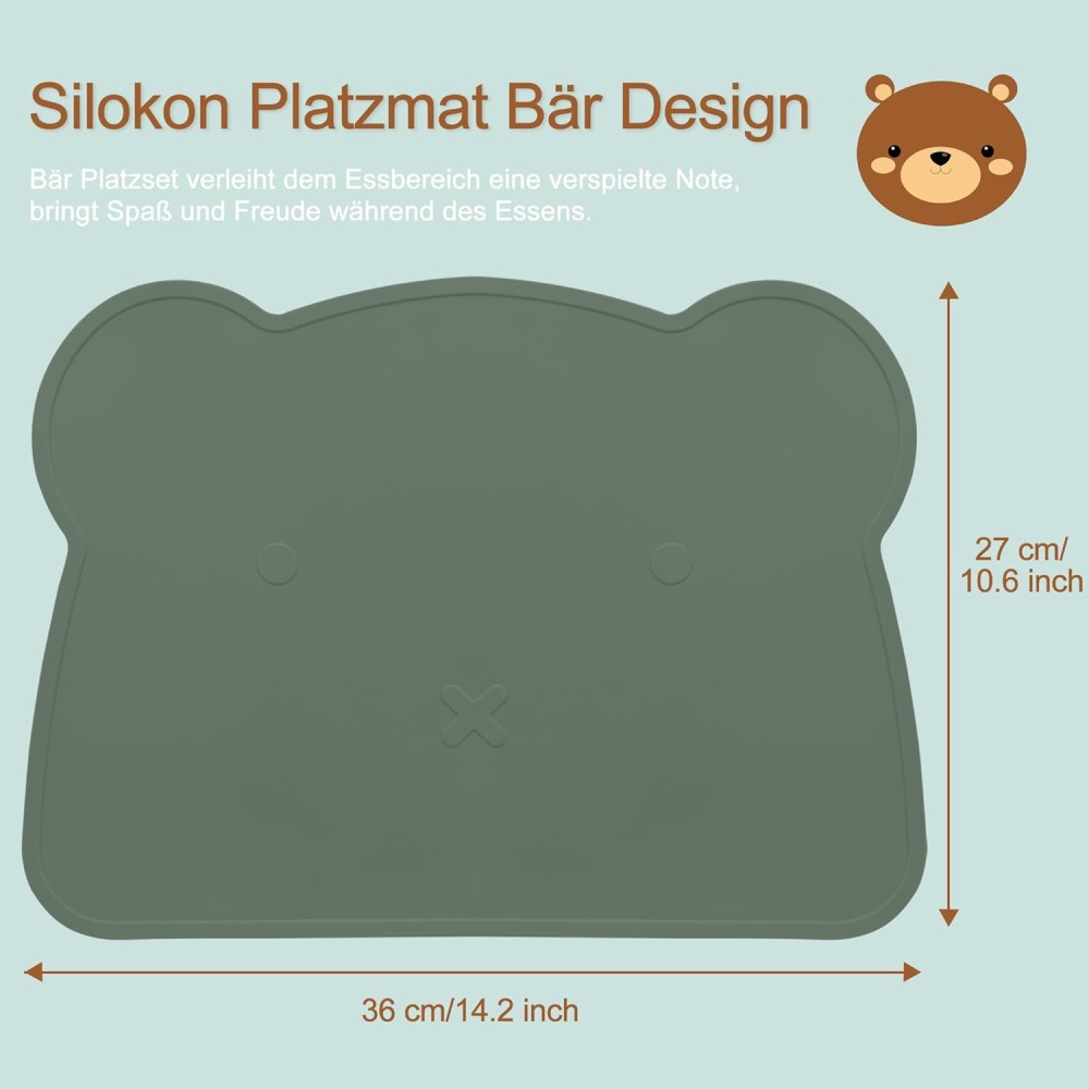 Silikon Tischmatte/ Tischauflage, Bär, 2er Set