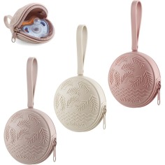 PandaEar 3er-Set Silikon-Schnullerhalter & Schnullerboxen, Rosa