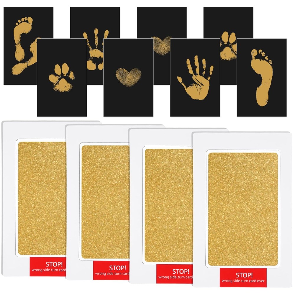 copie de coussin de timbre libre d'encre pour les pieds et les empreintes de mains de bébé, rose - 3 pack