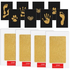 copie de coussin de timbre libre d'encre pour les pieds et les empreintes de mains de bébé, rose - 3 pack