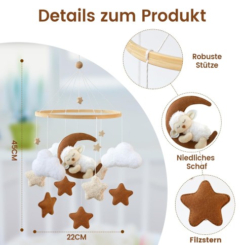 Filz Mobile mit Spieluhr, Schaf