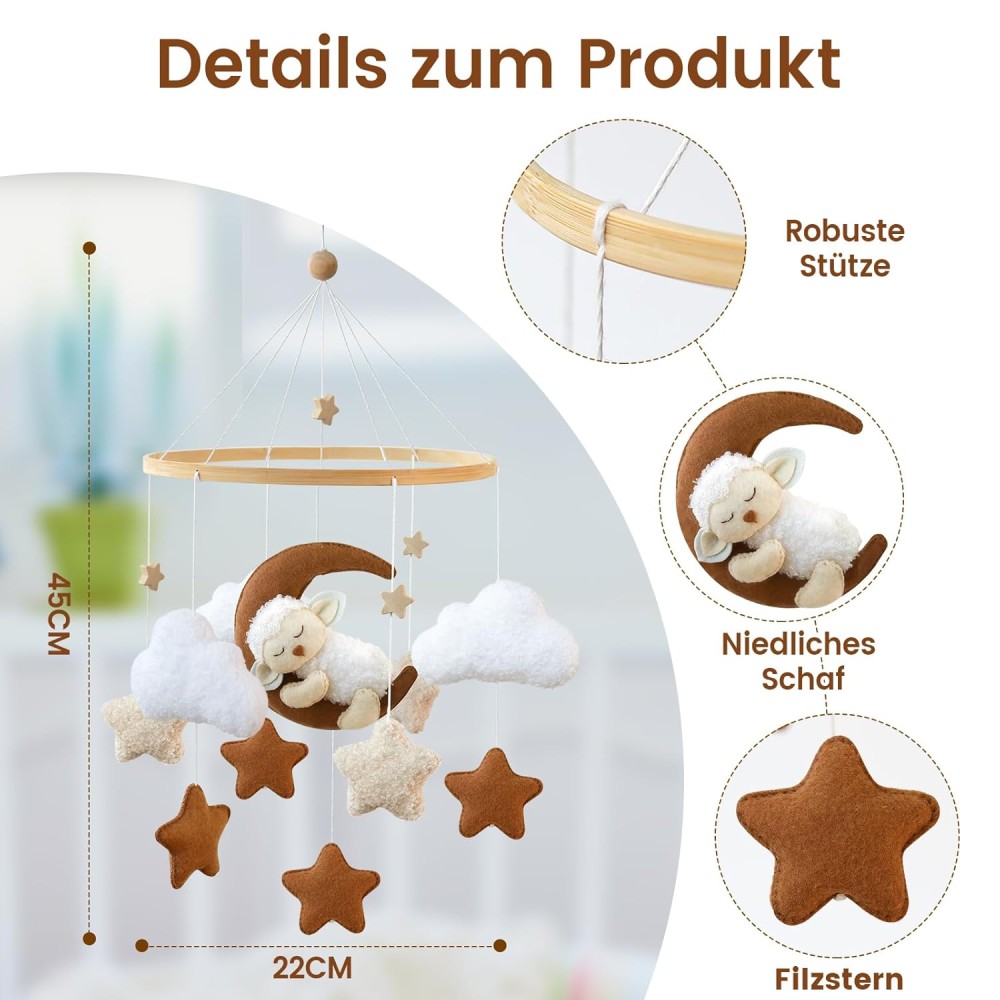 Filz Mobile mit Spieluhr, Schaf