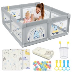 Baby Laufstall mit Spielmatte & Zubehör, Dino